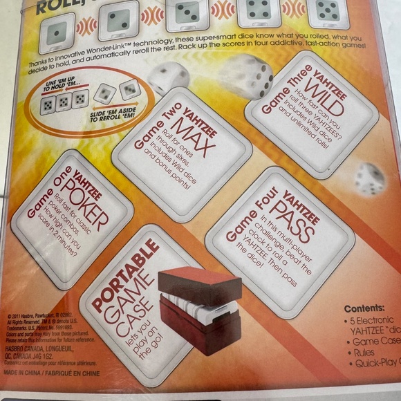 Hasbro Electronic Yahtzee Flash 4 Fast Action Games Poker Play Wild Dice 2011 - Picture 8 of 13